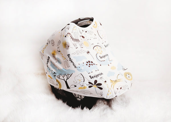 jungle animal personalized car seat cover